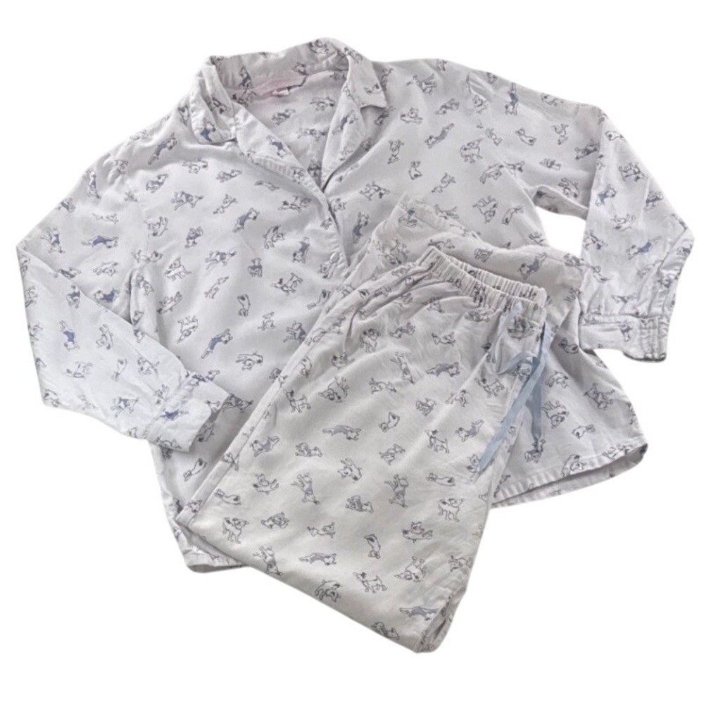 Victorias Secret Gold Label Vintage Pajama Full Set XS Dog Print 100% Cotton Y2K
